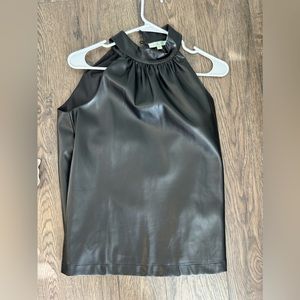 Jade halter leather top